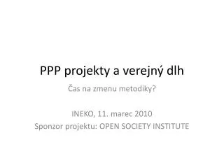 PPP projekty a verejný dlh