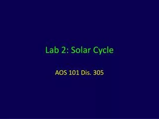 Lab 2: Solar Cycle