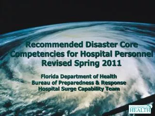 Bureau of Preparedness &amp; Response Hospital Surge Capability Team