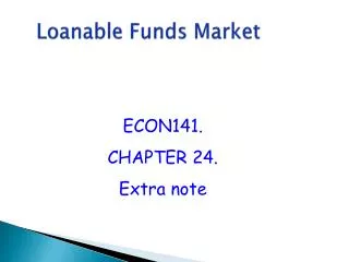 Loanable Funds Market