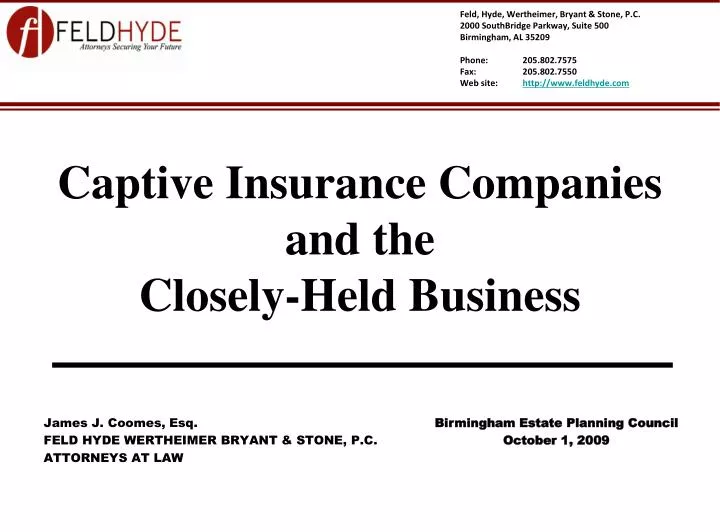 captive insurance companies and the closely held business