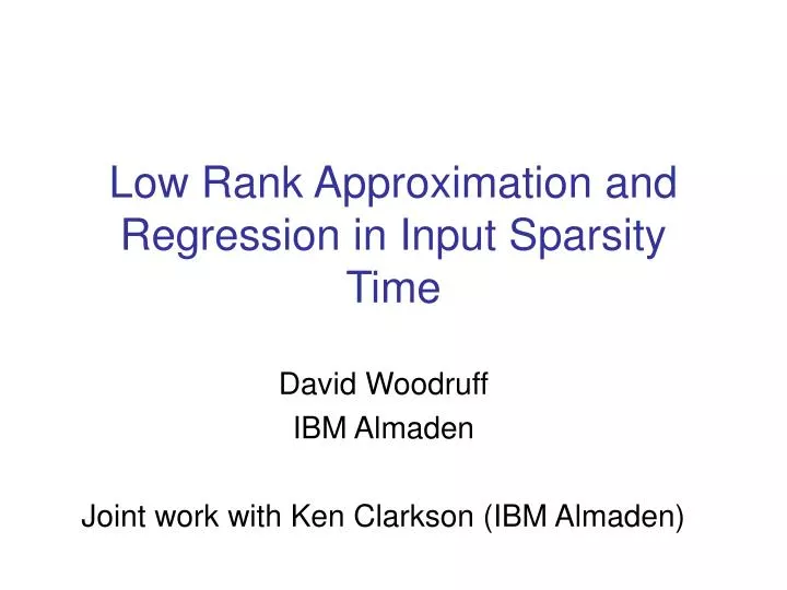 low rank approximation and regression in input sparsity time