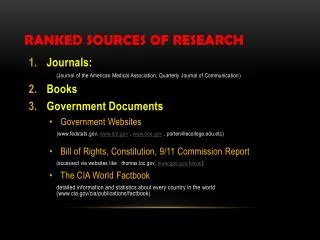 ranked sources of research