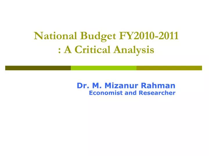 national budget fy2010 2011 a critical analysis