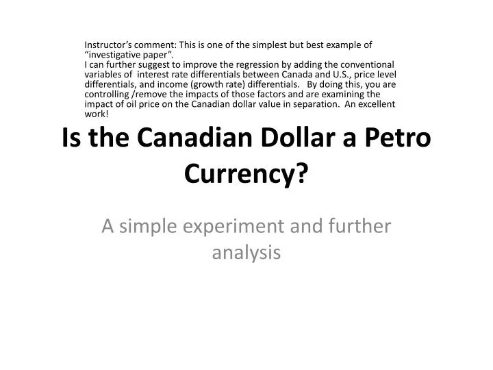 is the canadian dollar a petro currency