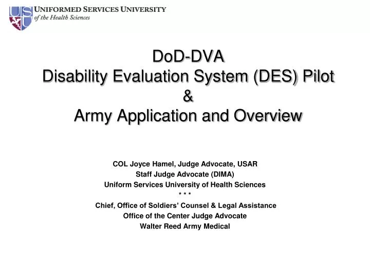 dod dva disability evaluation system des pilot army application and overview