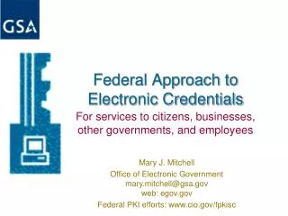 Federal Approach to Electronic Credentials
