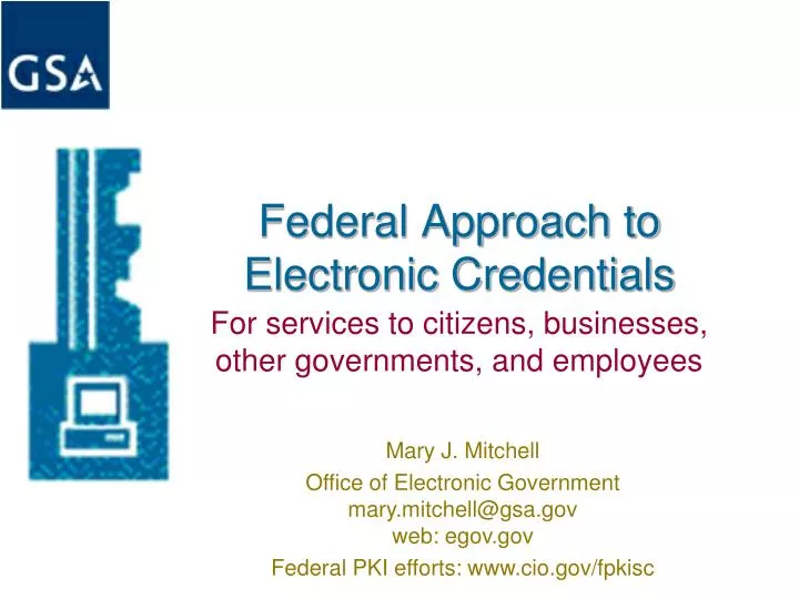 federal approach to electronic credentials