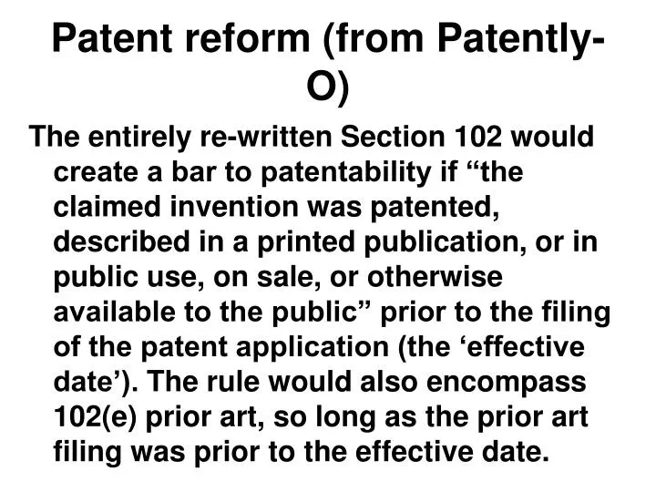 patent reform from patently o