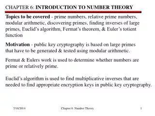 CHAPTER 6: INTRODUCTION TO NUMBER THEORY
