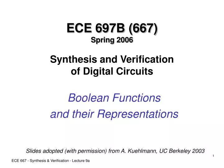 ece 697b 667 spring 2006 synthesis and verification of digital circuits