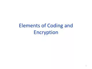 Elements of Coding and Encryption