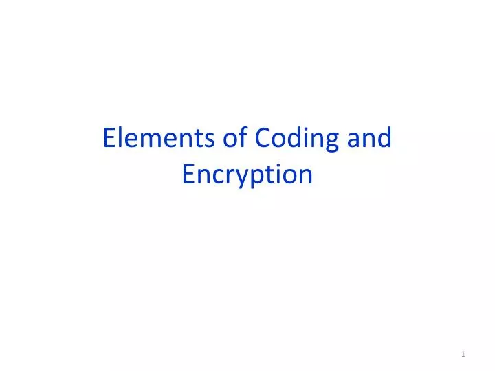 elements of coding and encryption