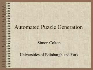 Automated Puzzle Generation