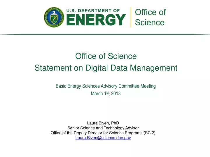 office of science statement on digital data management