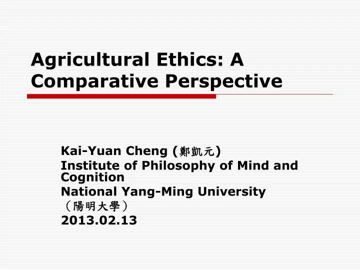 agricultural ethics a comparative perspective