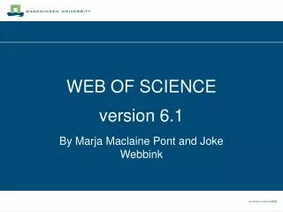 WEB OF SCIENCE version 6.1