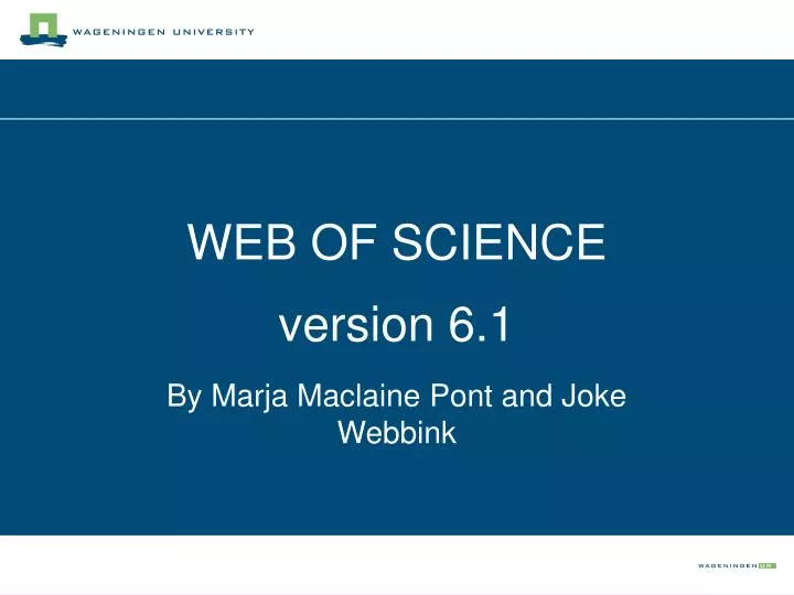web of science version 6 1