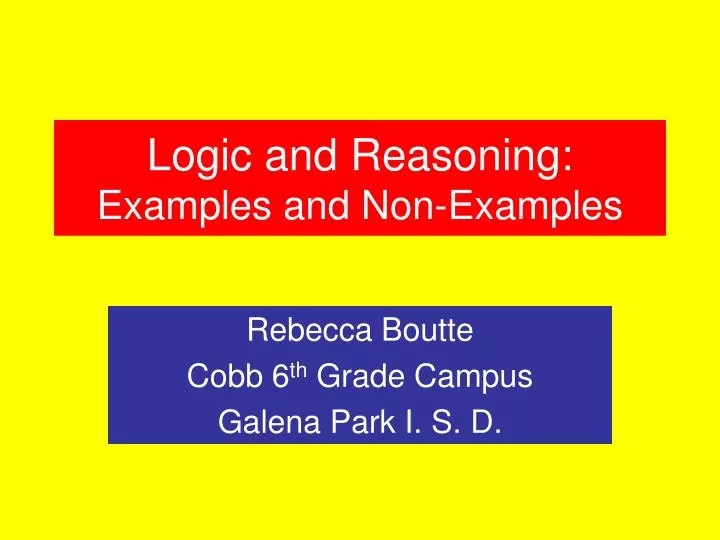 logic and reasoning examples and non examples