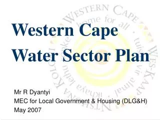 Western Cape Water Sector Plan