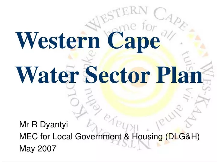 western cape water sector plan