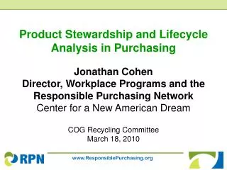 Product Stewardship and Lifecycle Analysis in Purchasing