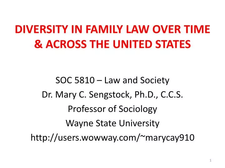 diversity in family law over time across the united states