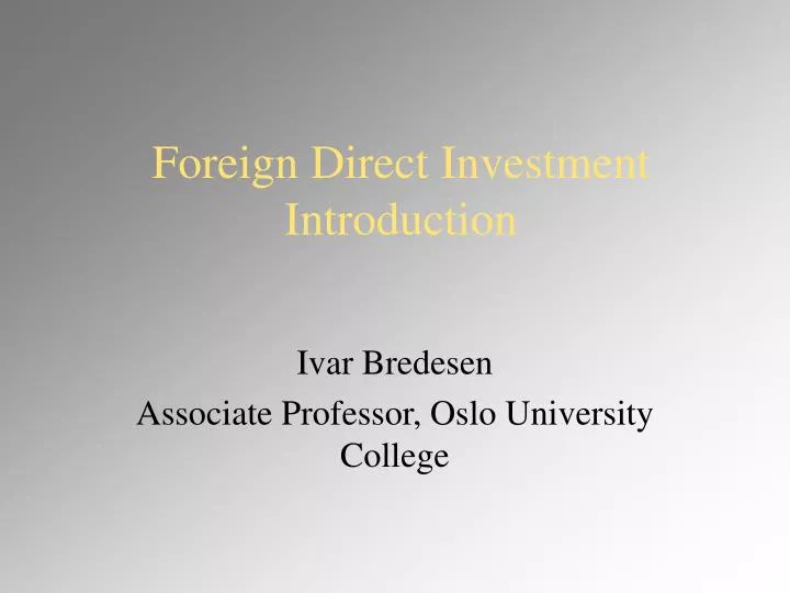 foreign direct investment introduction