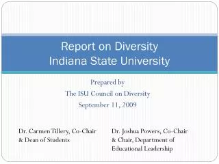 Report on Diversity Indiana State University