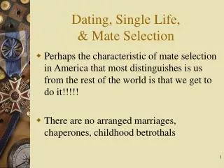 Dating, Single Life, &amp; Mate Selection