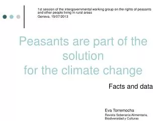 Peasants are part of the solution for the climate change