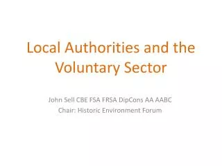 Local Authorities and the Voluntary Sector
