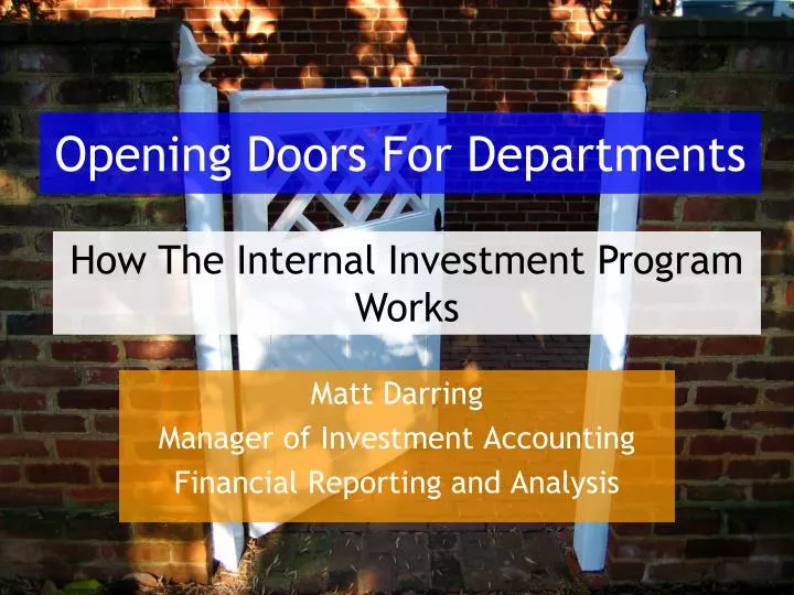 opening doors for departments