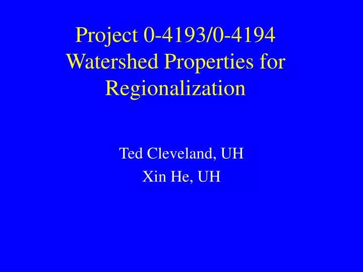 project 0 4193 0 4194 watershed properties for regionalization