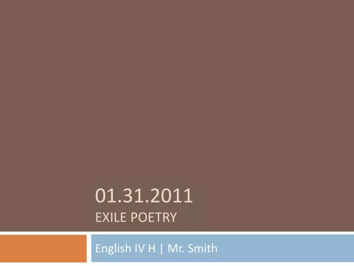 01 31 2011 exile poetry