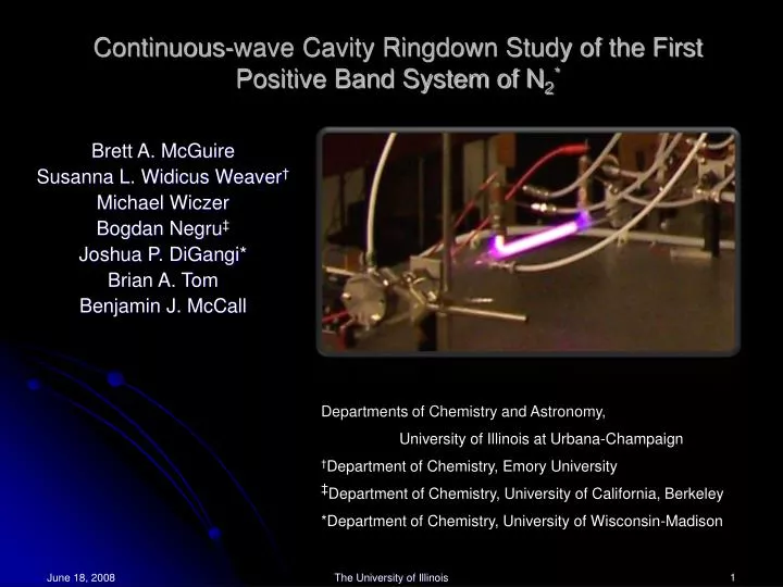 continuous wave cavity ringdown study of the first positive band system of n 2