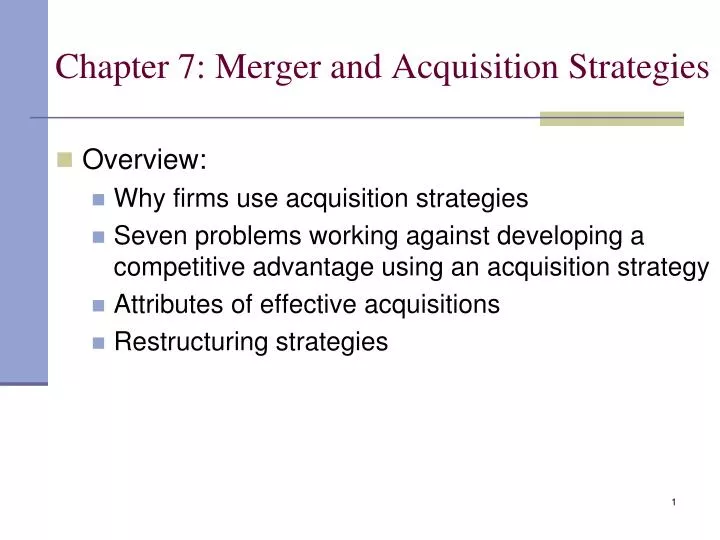 chapter 7 merger and acquisition strategies