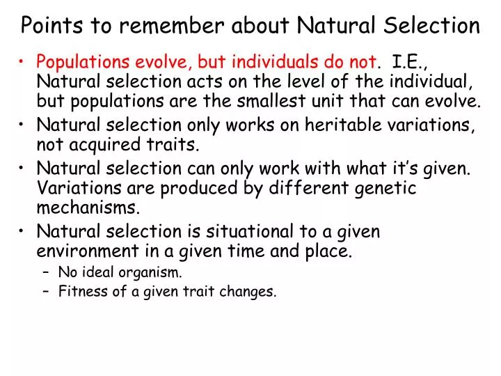 points to remember about natural selection