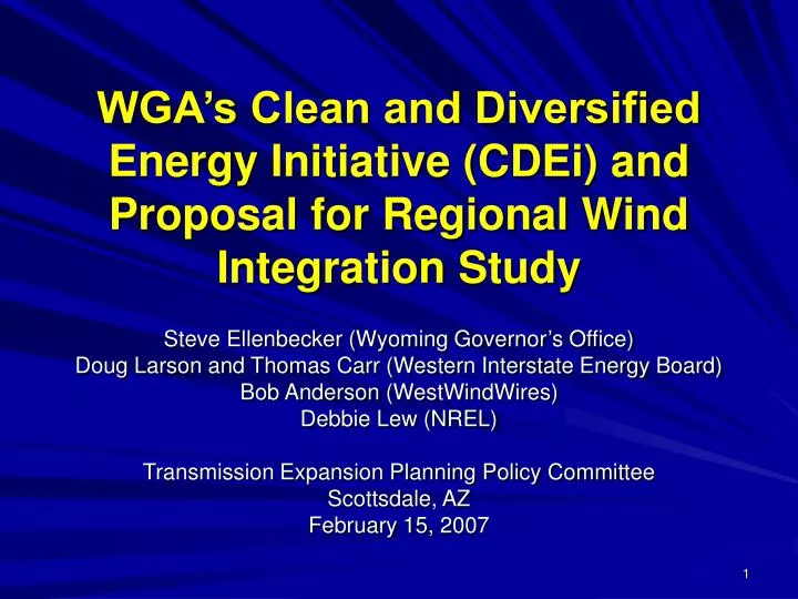 wga s clean and diversified energy initiative cdei and proposal for regional wind integration study