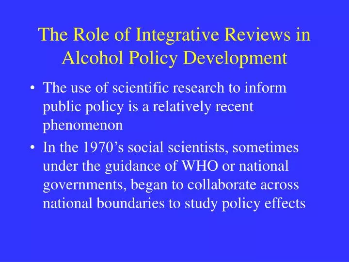 the role of integrative reviews in alcohol policy development