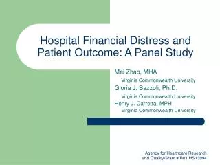 Hospital Financial Distress and Patient Outcome: A Panel Study