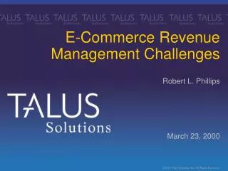 E-Commerce Revenue Management Challenges