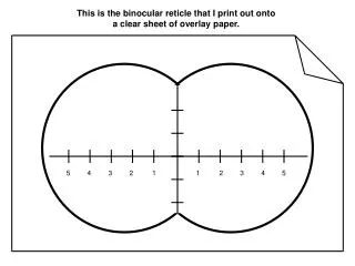 This is the binocular reticle that I print out onto a clear sheet of overlay paper.