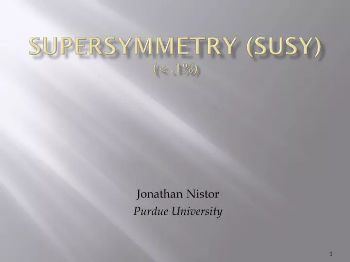 supersymmetry susy 1