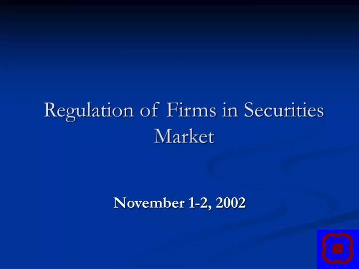 regulation of firms in securities market