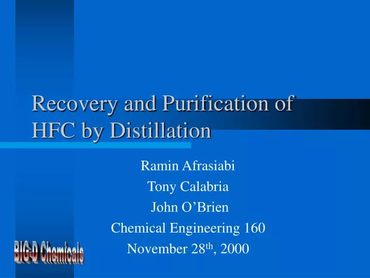 recovery and purification of hfc by distillation