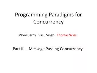 Programming Paradigms for Concurrency