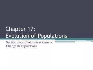 Chapter 17: Evolution of Populations