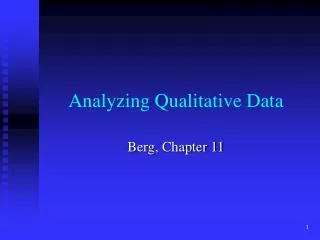 Analyzing Qualitative Data