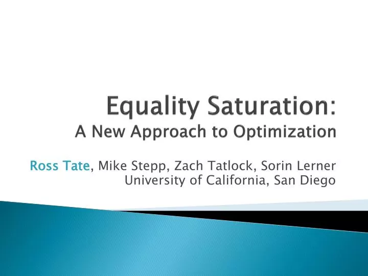 equality saturation a new approach to optimization